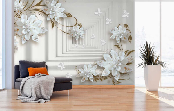 Design de flori albe pe un fundal alb Design de flori albe pe un fundal alb