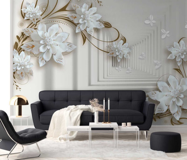 Design de flori albe pe un fundal alb Design de flori albe pe un fundal alb