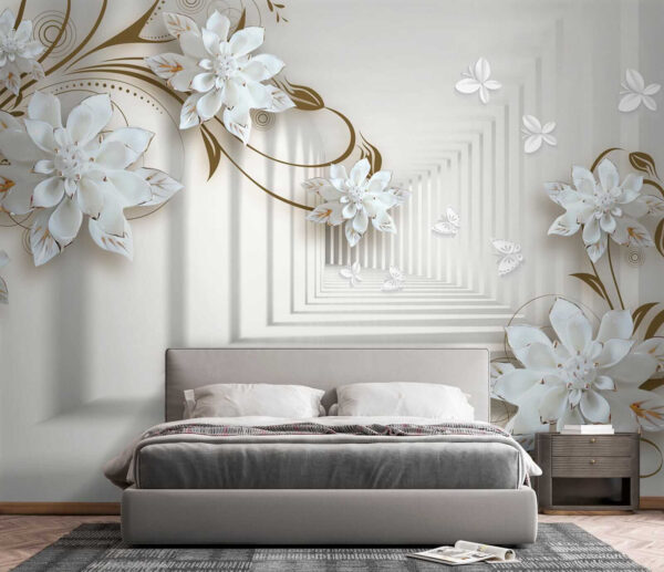 Design de flori albe pe un fundal alb Design de flori albe pe un fundal alb