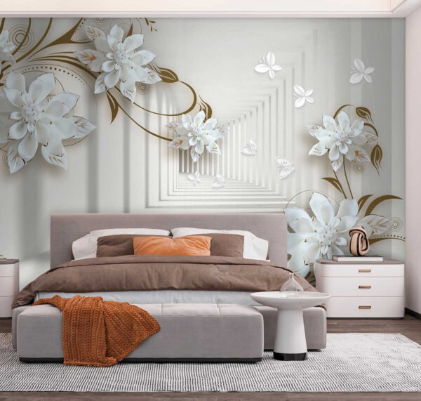 Design de flori albe pe un fundal alb Design de flori albe pe un fundal alb