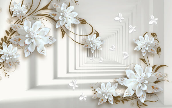 Design de flori albe pe un fundal alb Design de flori albe pe un fundal alb
