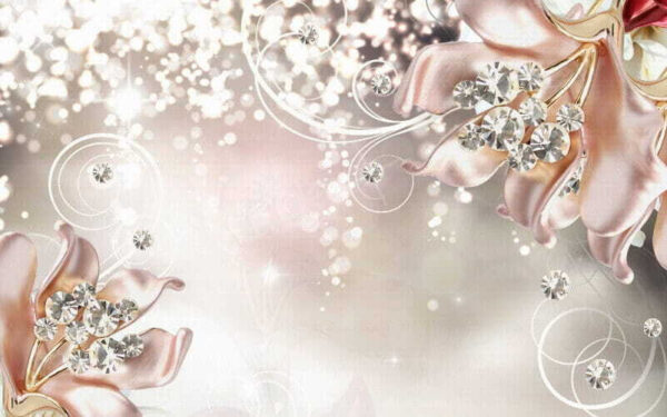 Flori de satin roz cu diamante Flori de satin roz cu diamante