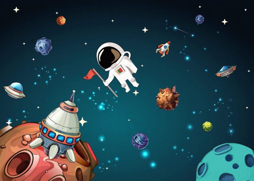 Scenă spațială de desene animate cu planete și stele u13898p 1024x727 - Scenă spațială de desene animate cu planete și stele - tegory