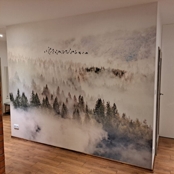 Birds flying over a forest Birds flying over a forest