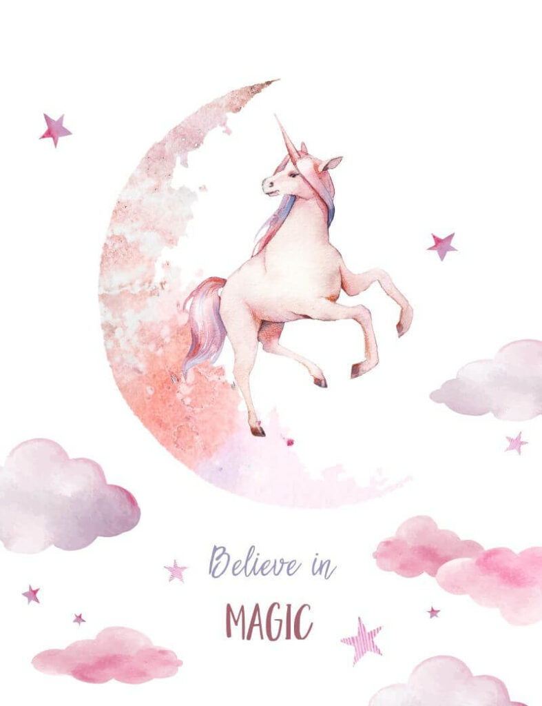 Unicorn pe lună Unicorn pe lună