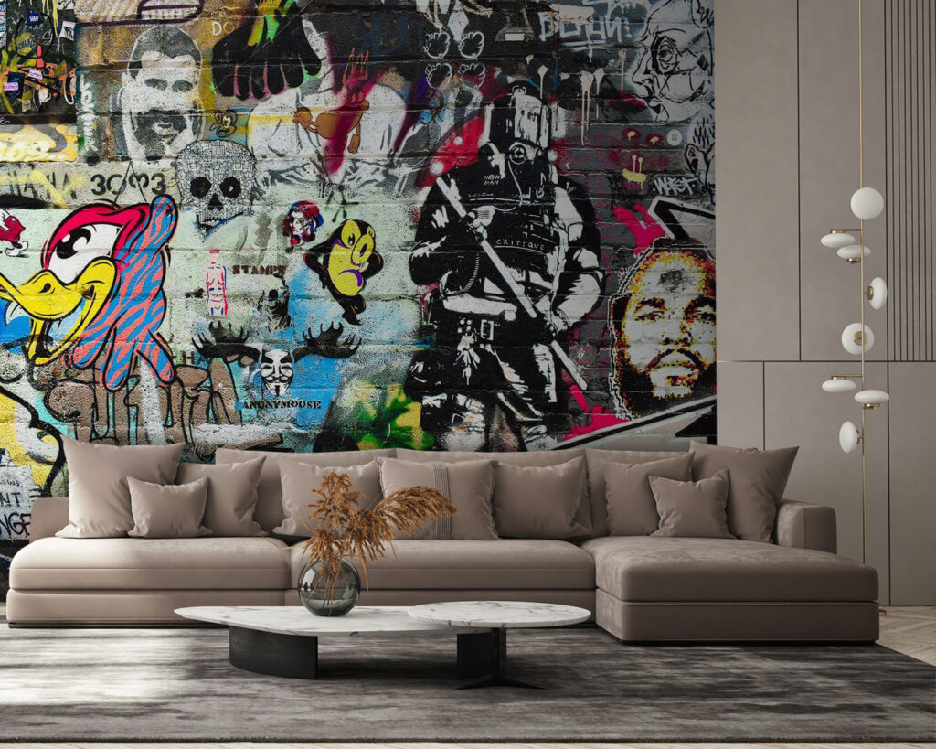 Wall with graffiti on it