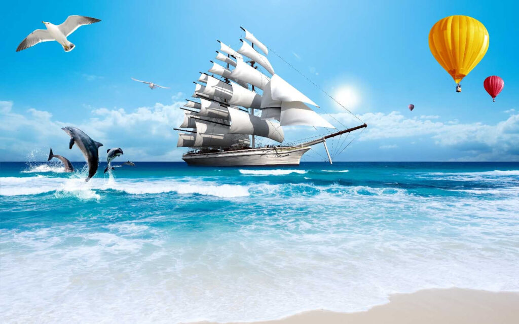 Sailboat în ocean Sailboat în ocean