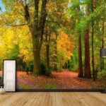 Fototapet Calea cu copaci și frunze pe ea