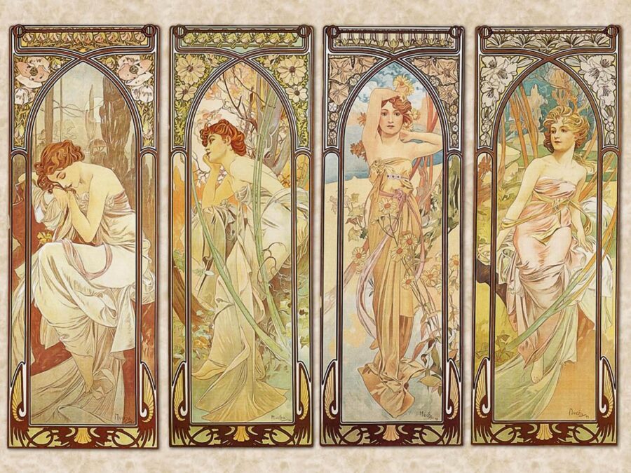 Grup de femei în stil art nouveau