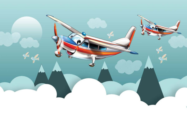 Avioane de desene animate care zboară pe cer Avioane de desene animate care zboară pe cer