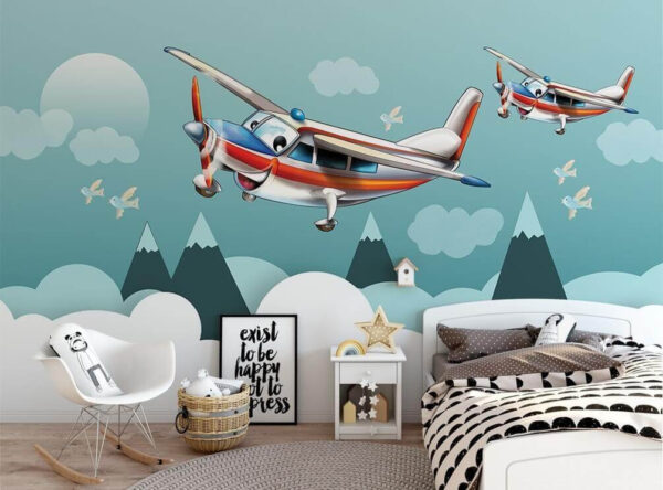 Avioane de desene animate care zboară pe cer Avioane de desene animate care zboară pe cer