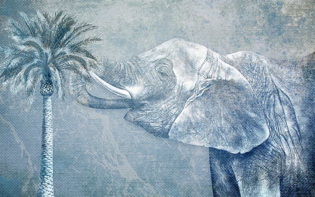 Un elefant cu palmier Un elefant cu palmier