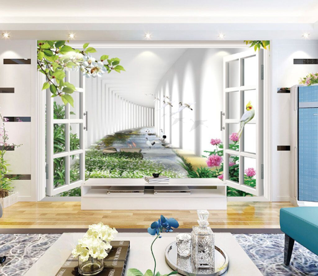 Fereastră cu vedere la un iaz și flori u06326pig1m - Fereastră cu vedere la un iaz și flori - tegory