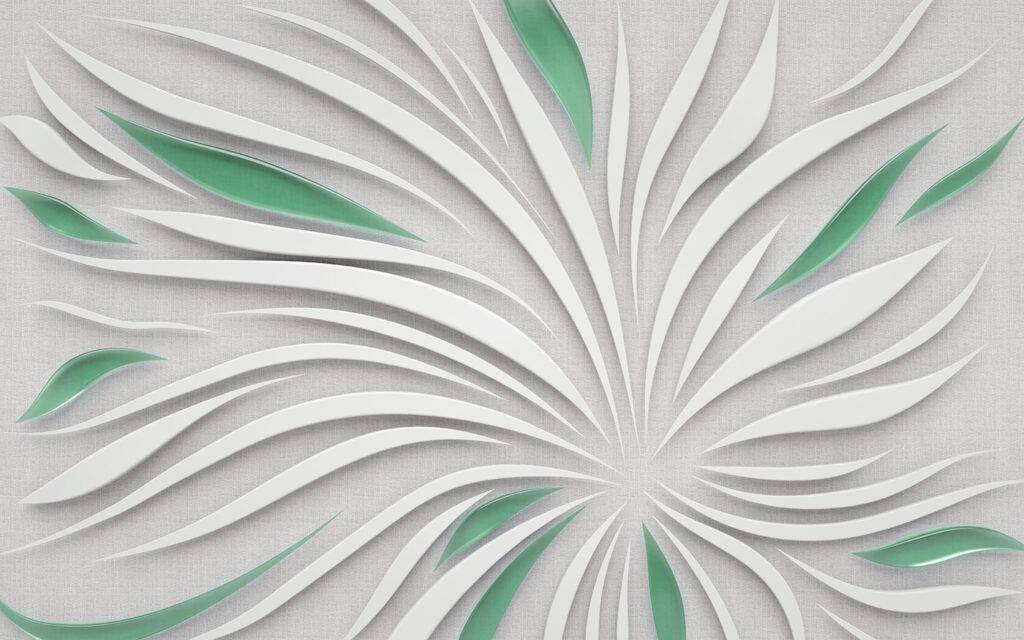 A white and green design