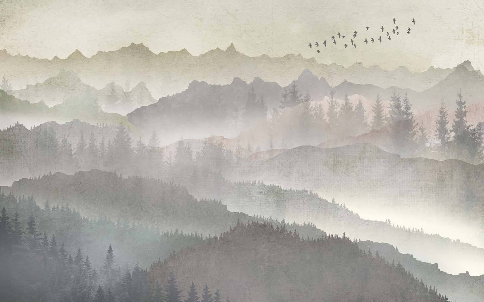 u09274p - Păsări care zboară deasupra unui lanț muntos - tegory