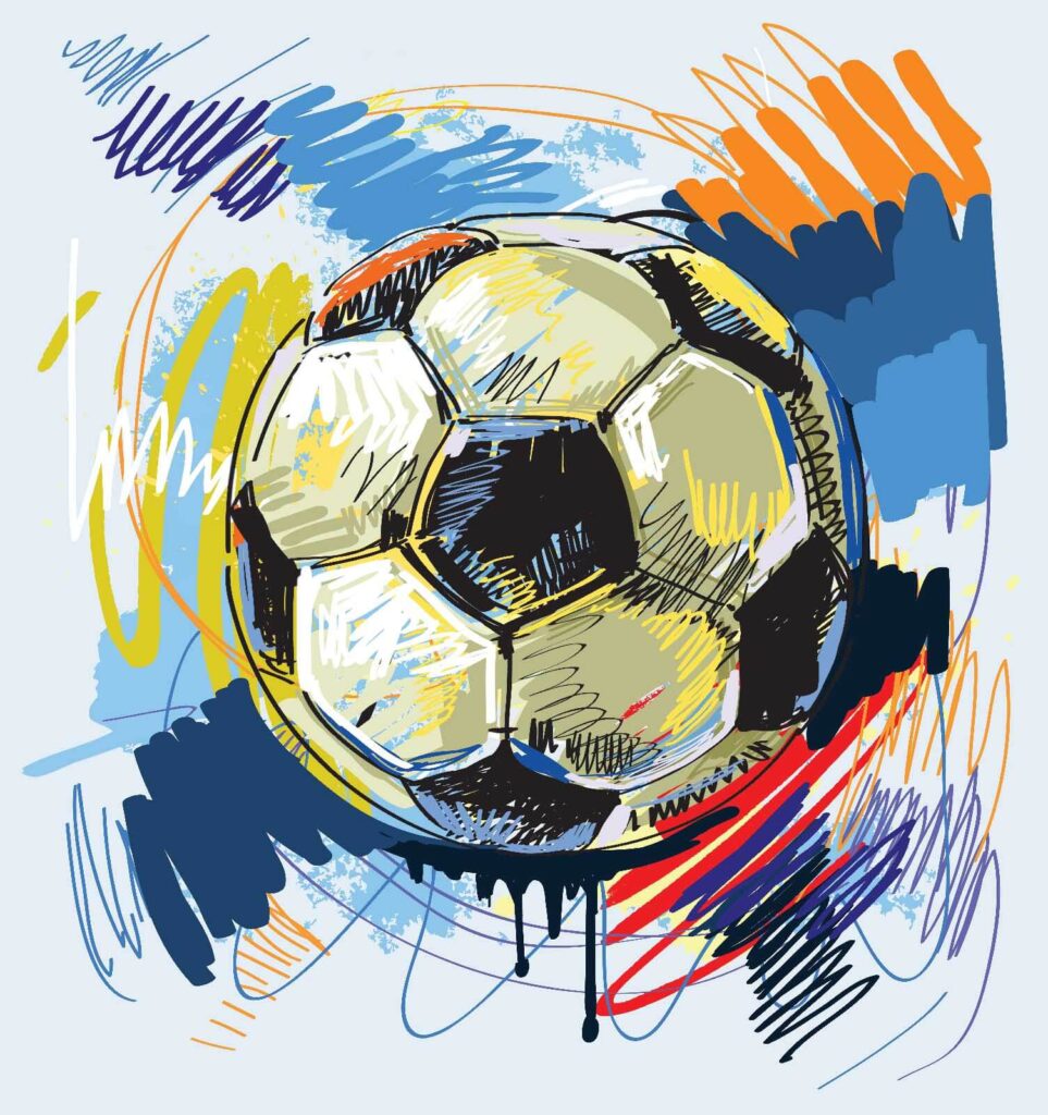 Mingea de fotbal cu mâzgălituri colorate Mingea de fotbal cu mâzgălituri colorate