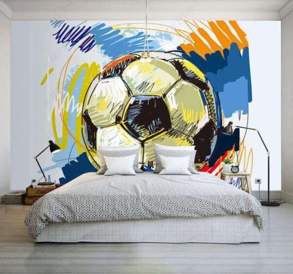 Mingea de fotbal cu mâzgălituri colorate Mingea de fotbal cu mâzgălituri colorate