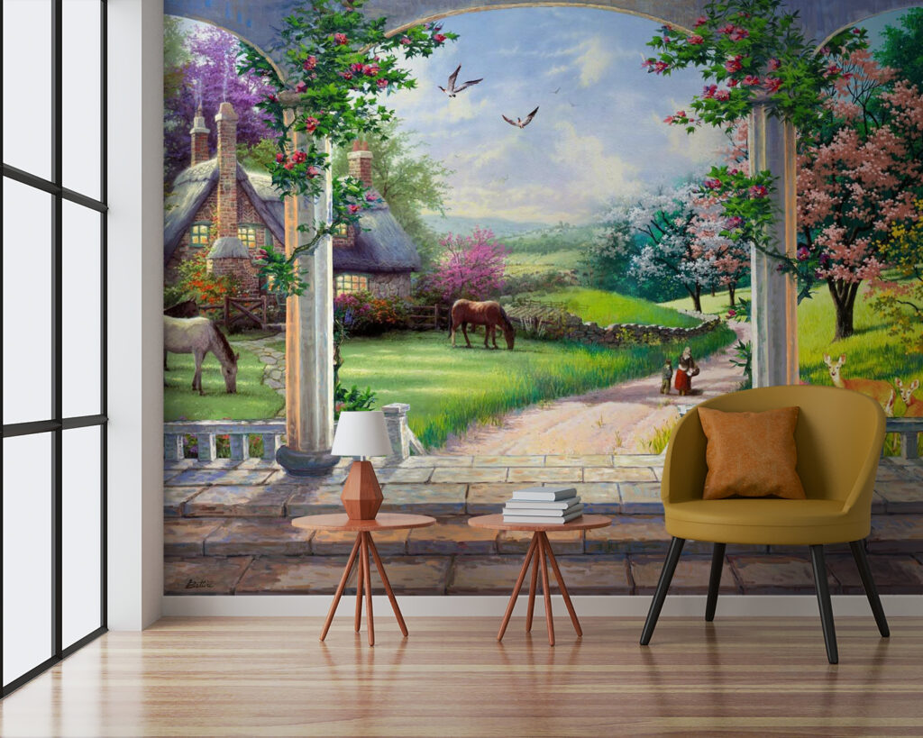 u09760pig3 1024x819 - Pictură a unui peisaj cu un cal și o casă - tegory