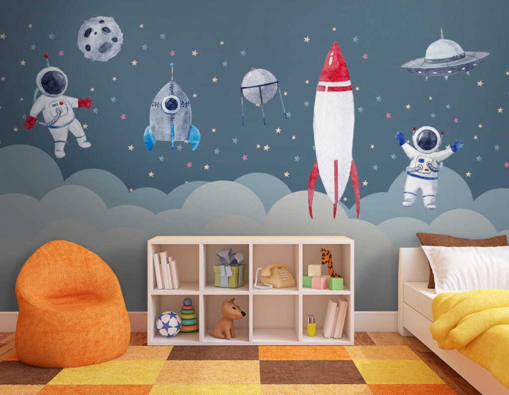 Space shuttles and rockets in the sky