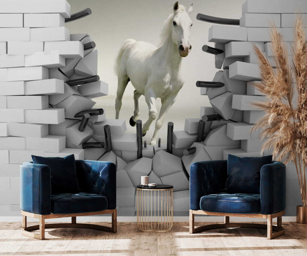 Horse running through a wall