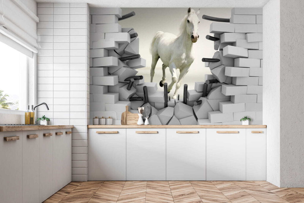 Horse running through a wall