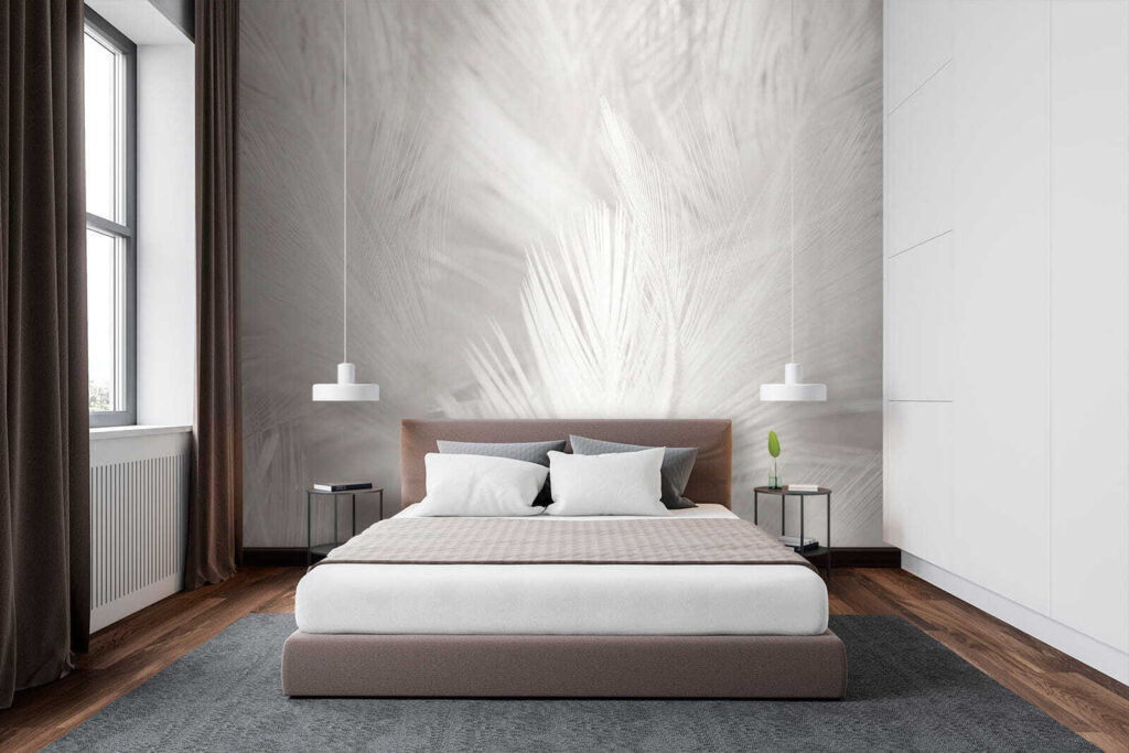 White feathers on a white surface