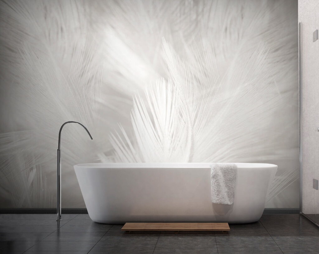 White feathers on a white surface