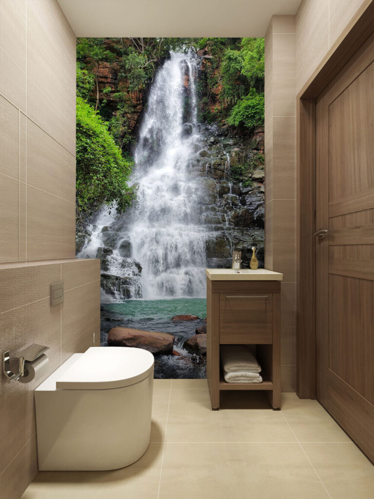 Waterfall with rocks and trees