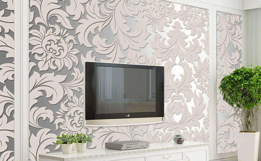 Model floral alb și gri