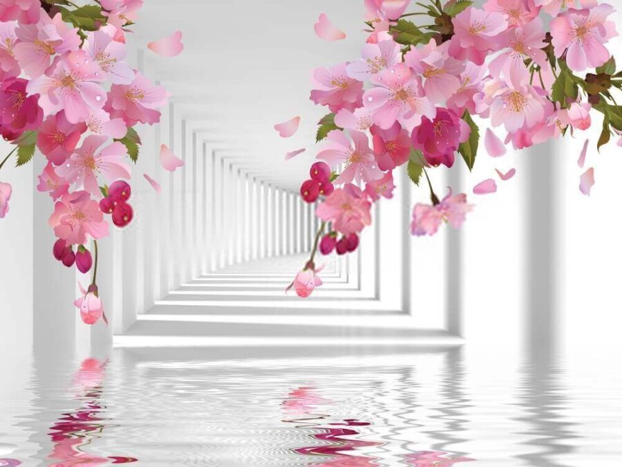 Fototapet Flori roz pe o ramură - imagine 4