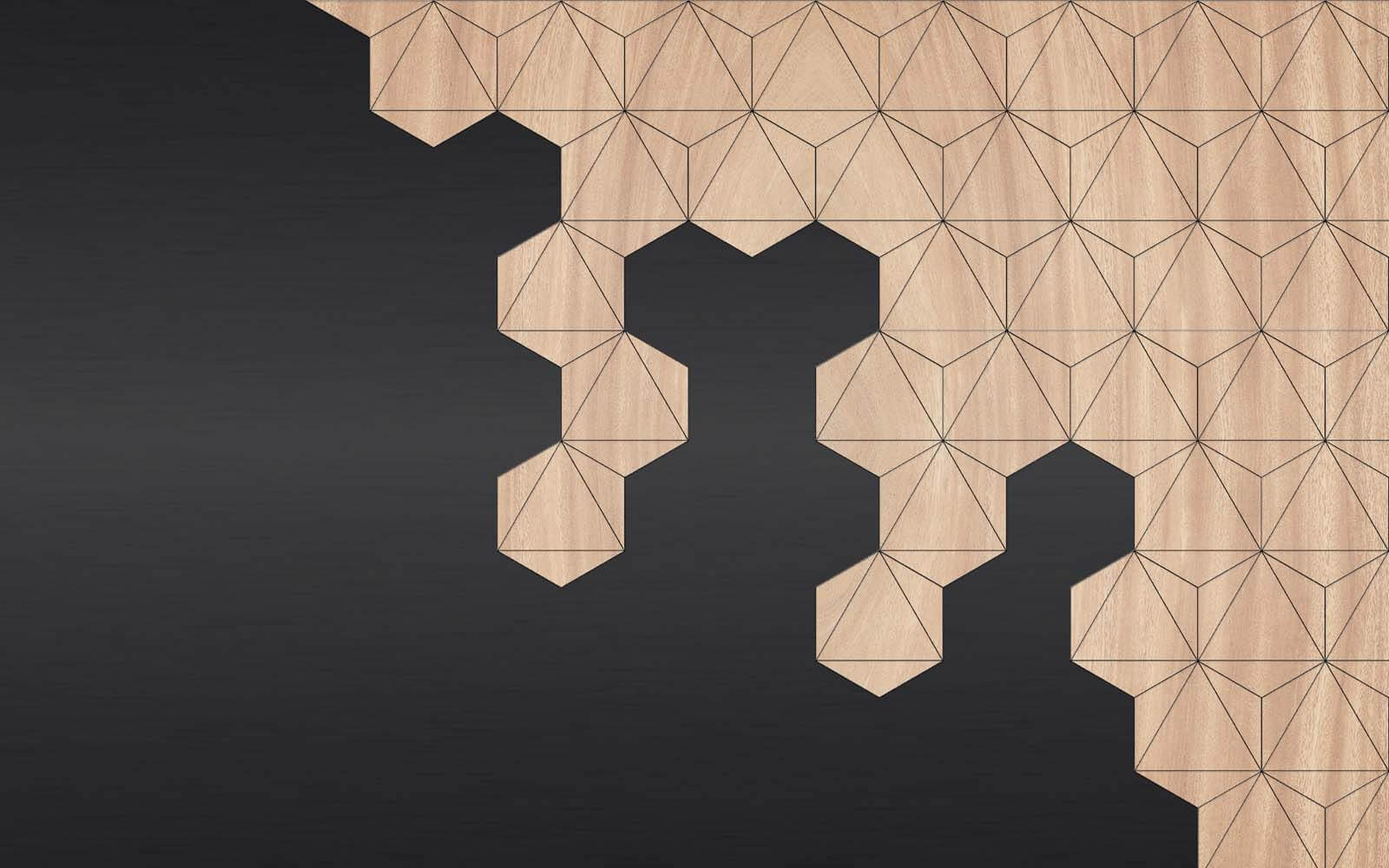 u19630p - Lemn și fundal negru cu hexagoane - tegory