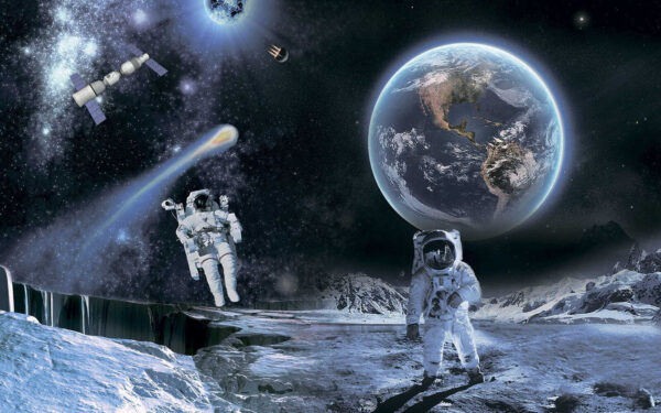 Astronauți pe o lună Astronauți pe o lună