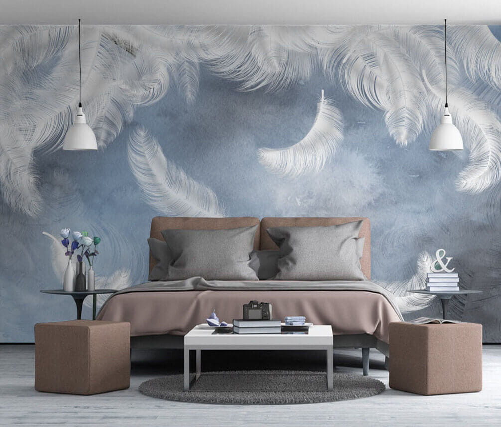 Pene albe pe un fundal albastru u23747pib1 - Pene albe pe un fundal albastru - tegory