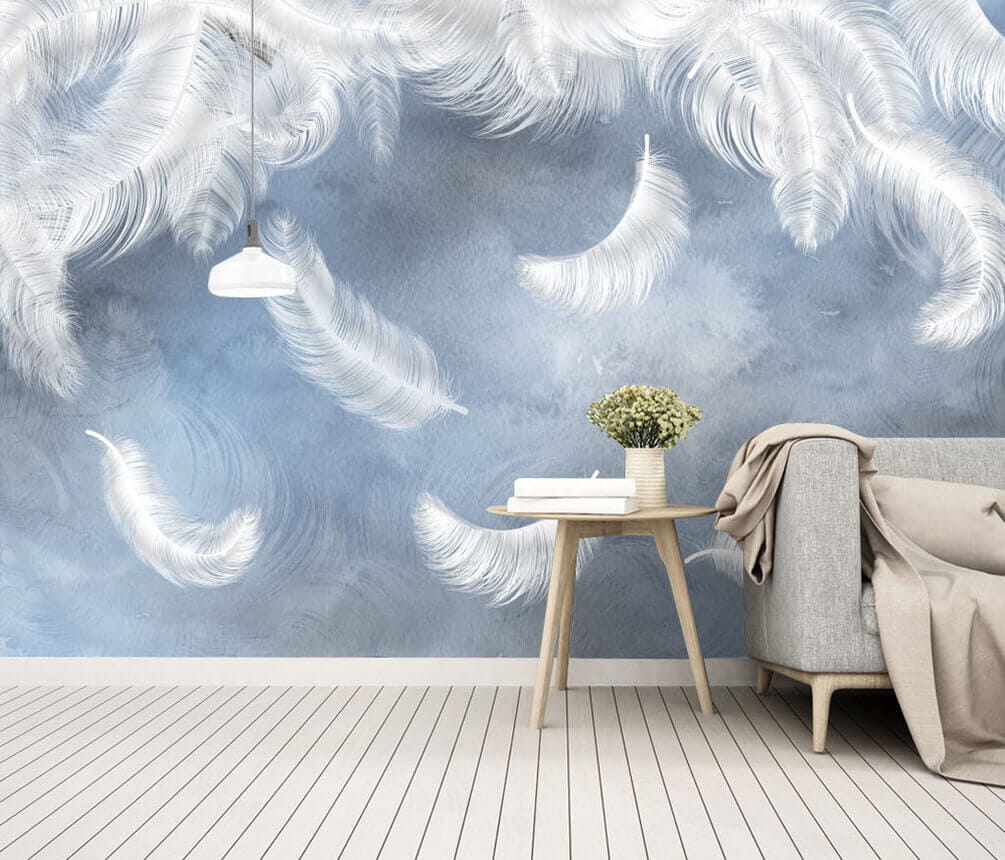 Pene albe pe un fundal albastru u23747pig3m - Pene albe pe un fundal albastru - tegory