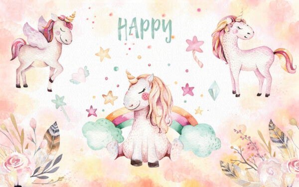 Grup de unicorni și curcubee Grup de unicorni și curcubee