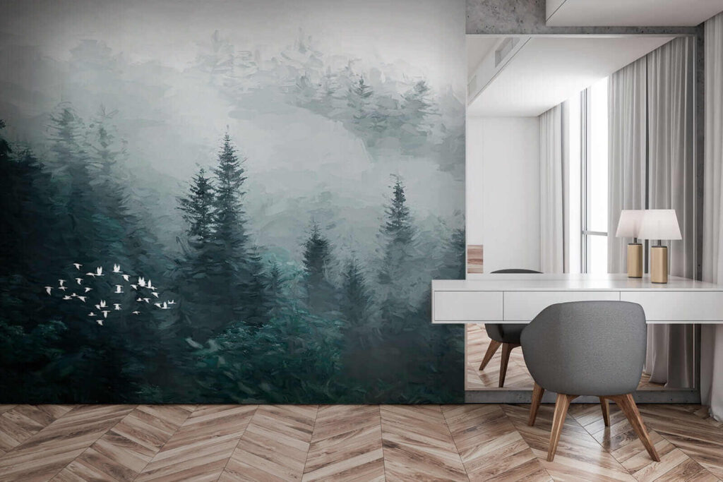 u23921pib3 1024x683 - Pădure cețoasă cu păsări care zboară - tegory