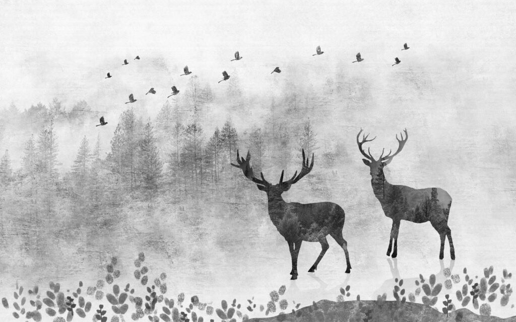 Cuplu de cerbi într-o pădure Cuplu de cerbi într-o pădure