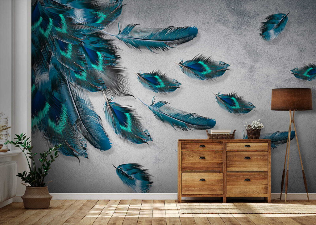 Group of blue feathers