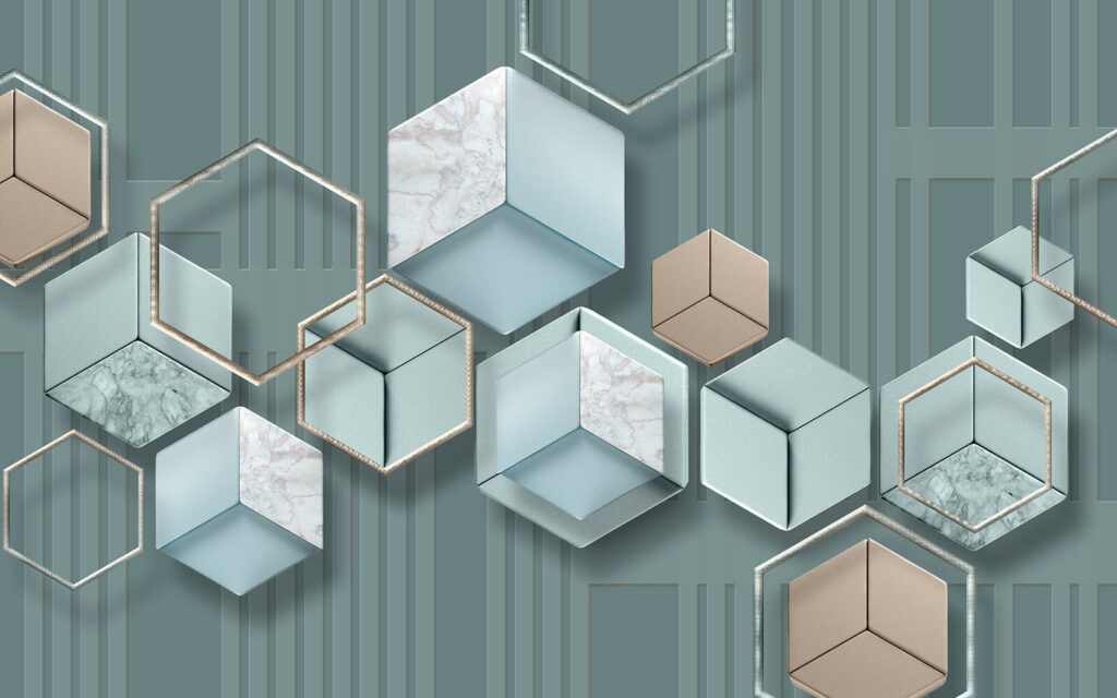 Wallpaper cu hexagoane și forme geometrice Wallpaper cu hexagoane și forme geometrice