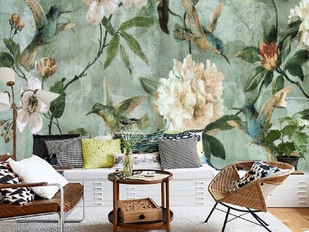 u31277pig1m - Wallpaper cu păsări și flori - tegory