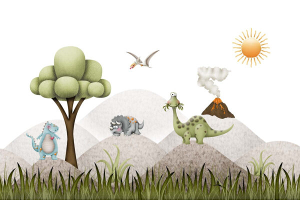 Dinozauri de desene animate într-un peisaj Dinozauri de desene animate într-un peisaj