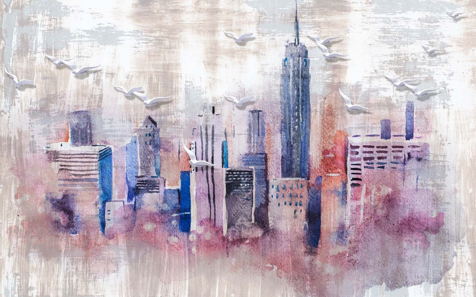 u35695p - Pictura acuarelă a unui oraș - tegory