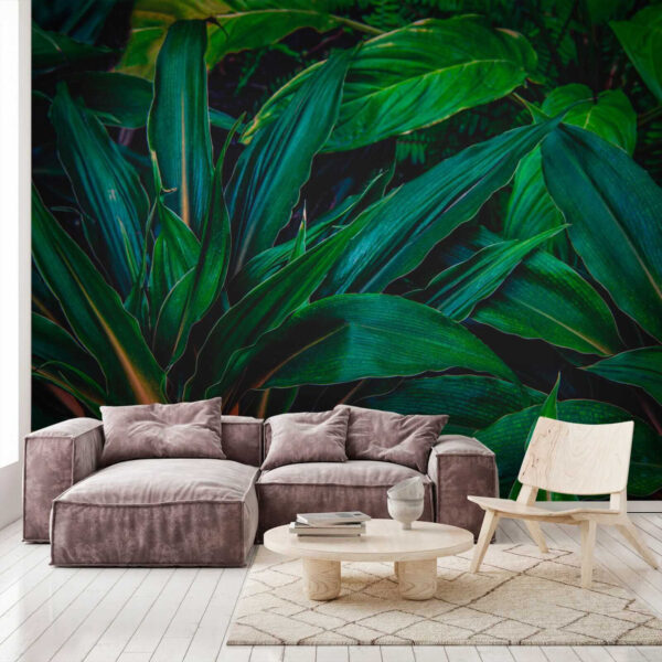 Frunze tropicale luxuriante în verde vibrant Frunze tropicale luxuriante în verde vibrant