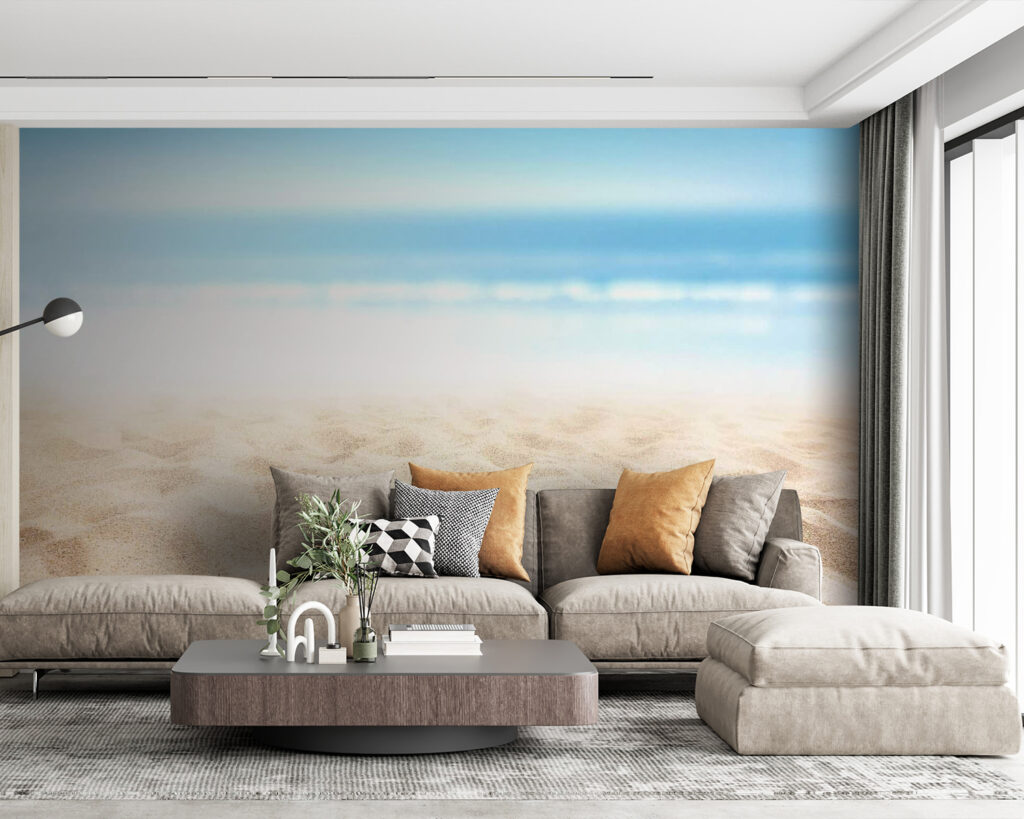 Sandy beach with blue sky