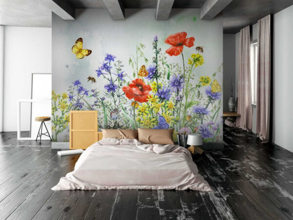 Pictura de flori și fluturi Pictura de flori și fluturi