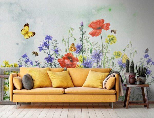 Pictura de flori și fluturi Pictura de flori și fluturi