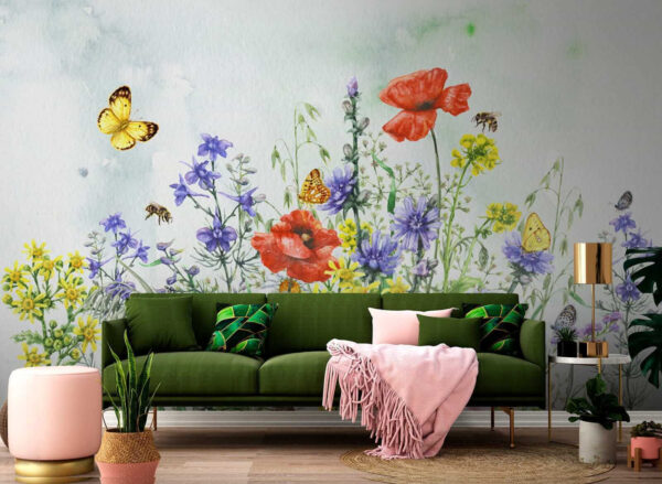 Pictura de flori și fluturi Pictura de flori și fluturi