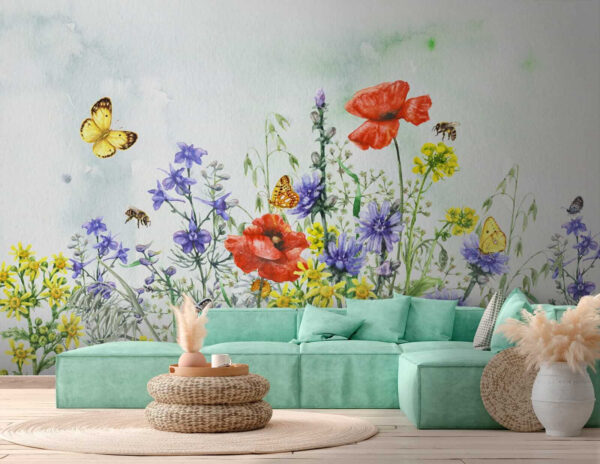 Pictura de flori și fluturi Pictura de flori și fluturi