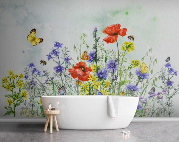 Pictura de flori și fluturi Pictura de flori și fluturi