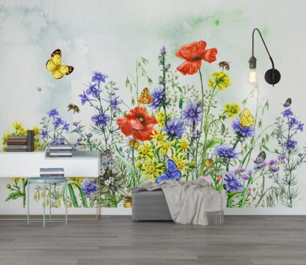 Pictura de flori și fluturi Pictura de flori și fluturi